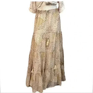 Storia Gisele Boho Tassel Tiered Maxi Skirt Dress Romantic Prairie Floral Size S